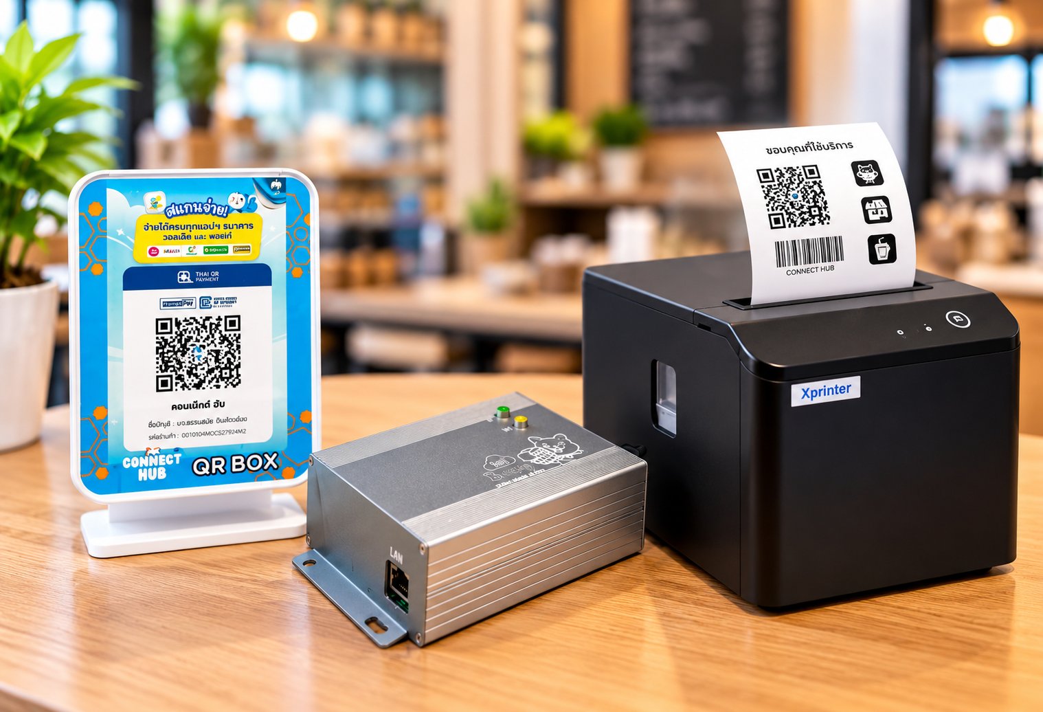 ระบบพิมพ์สลิปรับเงินอัตโนมัติ Connect Hub สำหรับร้านค้า