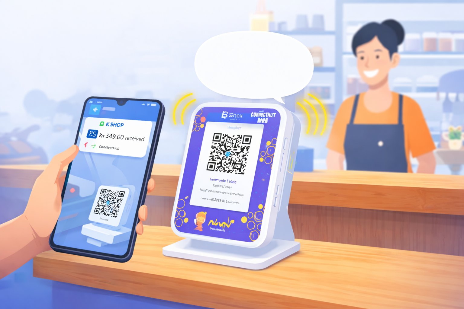 คอนเน็กต์ ฮับ | ระบบแจ้งเตือนเงินเข้าแบบเสียงสำหรับร้านค้า