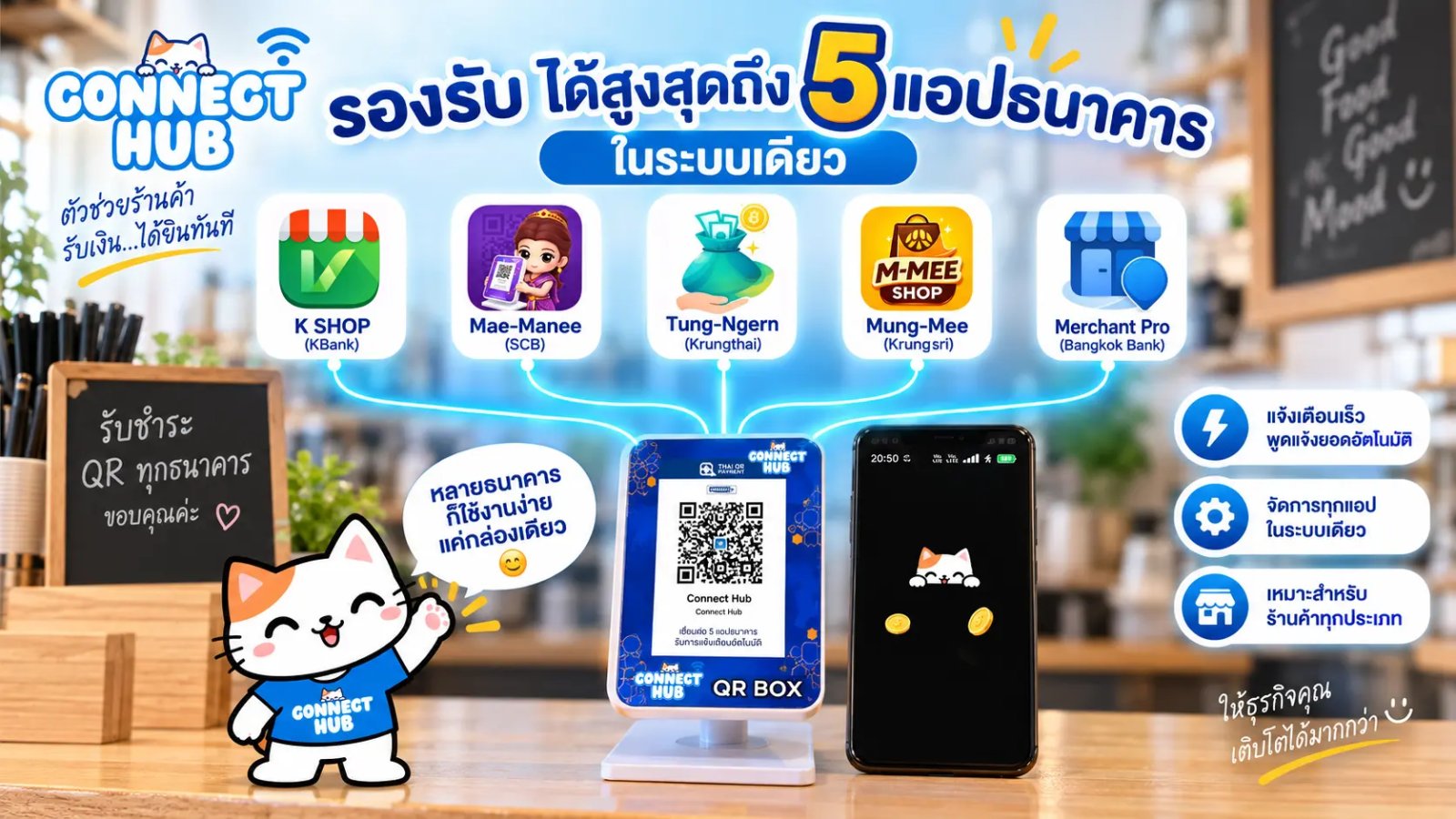 Connect Hub supports five merchant banking apps